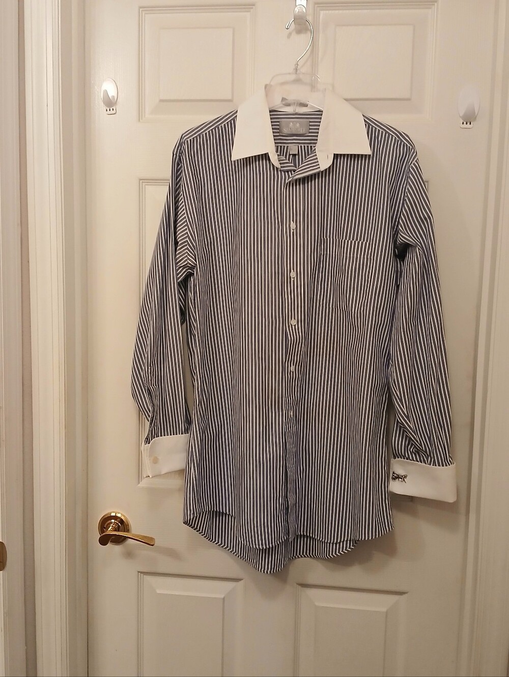 Stafford Executive Athletic Fit Dress Shirt Men's Size 16-34 Gray White Striped